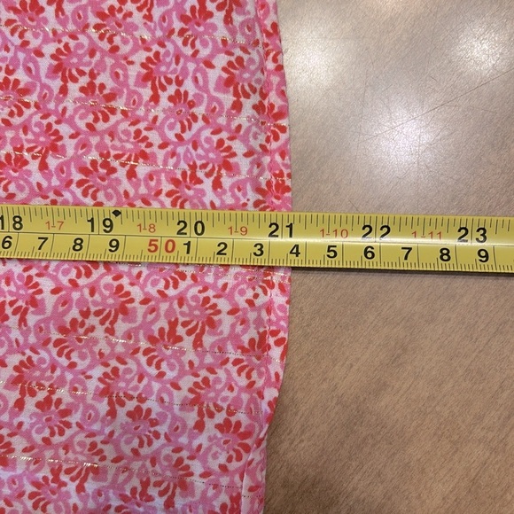 LOFT Pink Floral Shimmer Blouse Women’s Small Popover Top Puff Sleeve‎         J - Picture 12 of 13